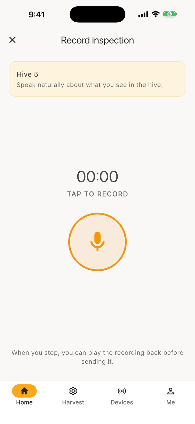 ApisPrime voice inspection screen